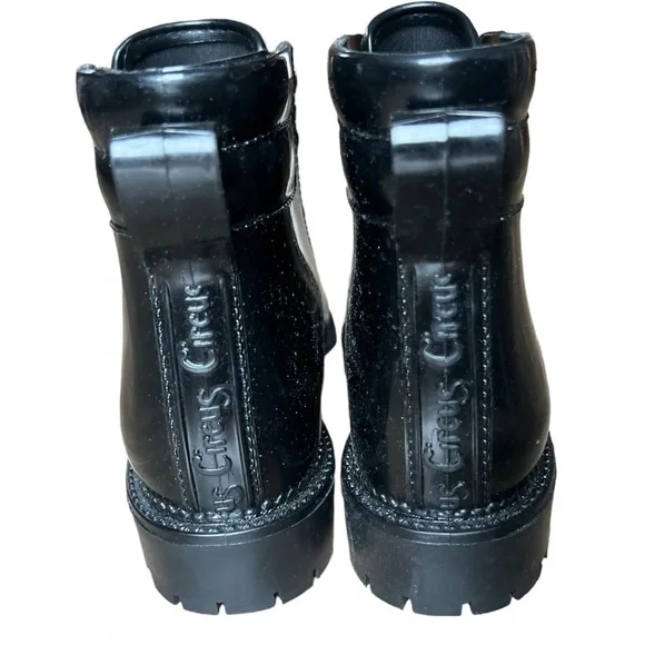 Sam Edelman Circus Black Shiny Rubber Lace Up Combat Boots, Size 6 - Picture 4 of 10